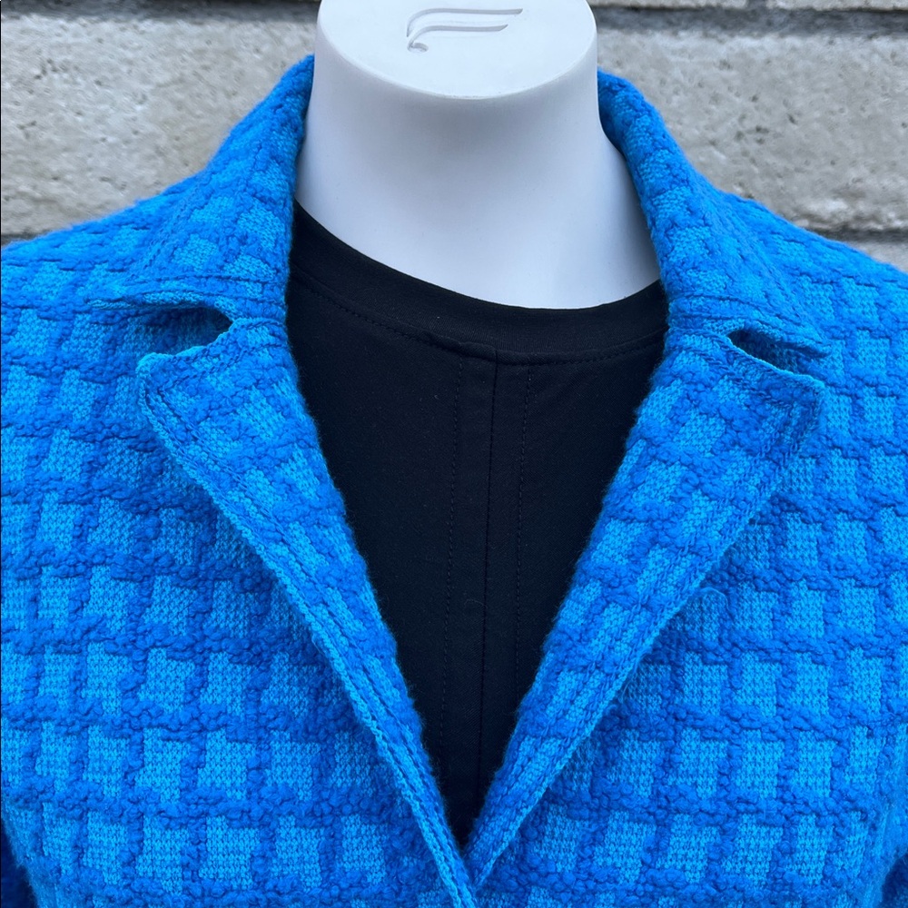 Sandro cropped blue houndstooth tweed jacket - Picture 4 of 9